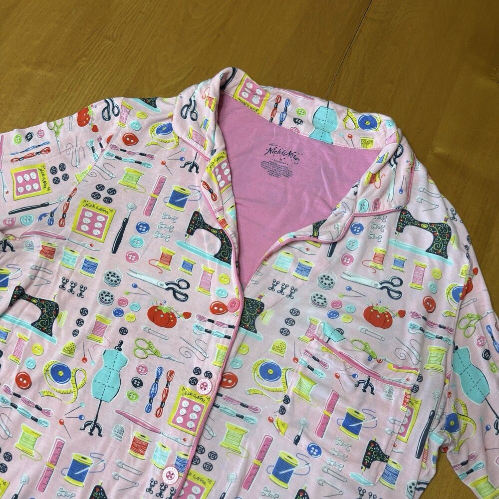 Nick and Nora Pajama Top Only Size Med Sewing Modal Seamstress Sleepwear Pink